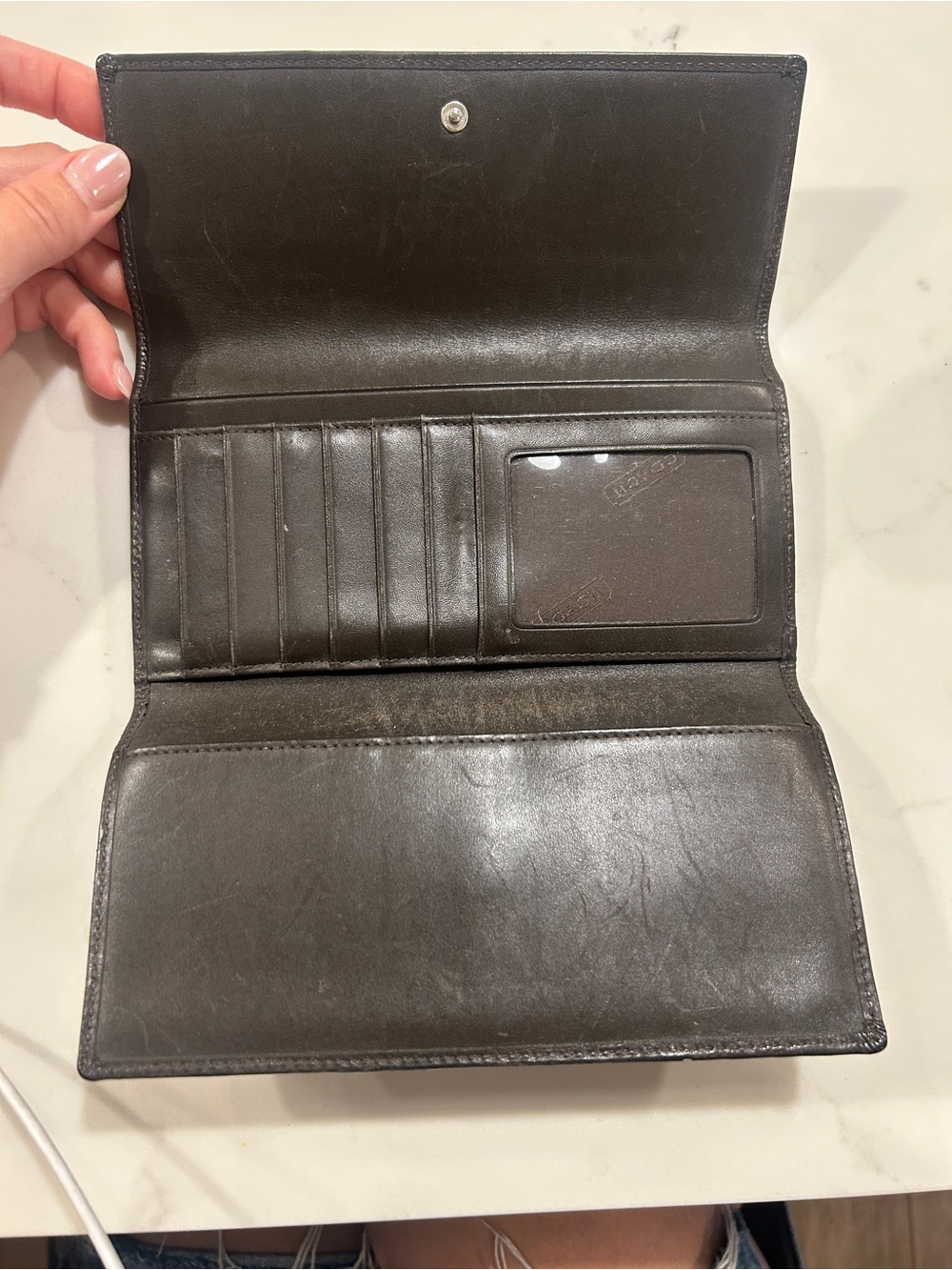COACH Jacquard & Leather SIGNATURE C Checkbook Wallet With Checkbook Cover - Picture 4 of 8